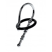 Серебристый уретральный плаг-бусины TOYFA Metal с мягким фиксириющим кольцом - ToyFa - купить с доставкой в Долгопрудном