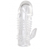 Прозрачная гелевая насадка с шипами и клиторальным отростком - 13 см. - Toyfa Basic - в Долгопрудном купить с доставкой