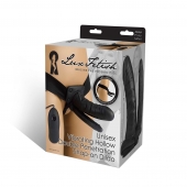 Полый страпон с двумя отростками и вибрацией Unisex Vibrating Hollow Strap-On Double Penetrating Dildo - 17,8 см. - Lux Fetish - купить с доставкой в Долгопрудном