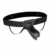 Полый страпон с двумя отростками и вибрацией Unisex Vibrating Hollow Strap-On Double Penetrating Dildo - 17,8 см. - Lux Fetish - купить с доставкой в Долгопрудном