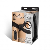 Чёрный полый страпон с вибрацией Unisex Vibrating Hollow Strap-On - 14 см. - Lux Fetish - купить с доставкой в Долгопрудном