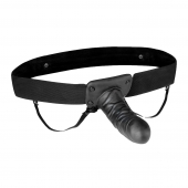 Чёрный полый страпон с вибрацией Unisex Vibrating Hollow Strap-On - 14 см. - Lux Fetish - купить с доставкой в Долгопрудном