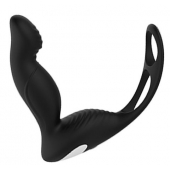 Черный вибромассажер простаты P-PLEASER W ERECTION ENHANCE - Dream Toys - в Долгопрудном купить с доставкой