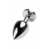 Серебристая коническая анальная пробка с красным кристаллом - 8 см. - ToyFa - купить с доставкой в Долгопрудном