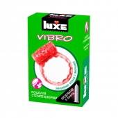 Розовое эрекционное виброкольцо Luxe VIBRO  Поцелуй стриптизёрши  + презерватив - Luxe - в Долгопрудном купить с доставкой