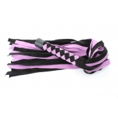 Черно-розовая плеть из замши - 58 см. - БДСМ Арсенал - купить с доставкой в Долгопрудном