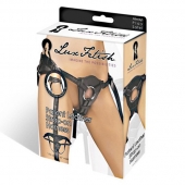 Черные трусики для страпона из патентованной кожи - Lux Fetish - купить с доставкой в Долгопрудном