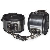 Эффектные серебристо-черные наручники с металлическим блеском - Sitabella - купить с доставкой в Долгопрудном