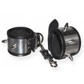 Серебристо-черные наручники с шипами и металлическим блеском - Sitabella - купить с доставкой в Долгопрудном