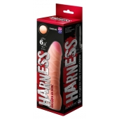 Телесная изогнутая насадка на Harness с коннектором BLACK LINE - 17 см. - LOVETOY (А-Полимер) - купить с доставкой в Долгопрудном