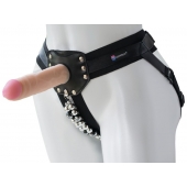 Черный пояс-трусики с насадкой  Гламур Dana  - 15,5 см. - LOVETOY (А-Полимер) - купить с доставкой в Долгопрудном