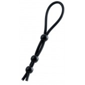 Черное лассо на пенис с тремя бусинами - A-toys - в Долгопрудном купить с доставкой