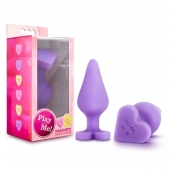 Фиолетовая анальная пробка Naughty Candy Heart Do Me Now - 8,9 см. - Blush Novelties - купить с доставкой в Долгопрудном
