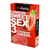 Презервативы для орального секса DOMINO Sweet Sex с ароматом клубничного коктейля  - 3 шт. - Domino - купить с доставкой в Долгопрудном