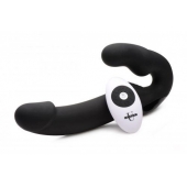 Черный безремневой страпон Urge Silicone Strap On с пультом ДУ - 24 см. - XR Brands - купить с доставкой в Долгопрудном
