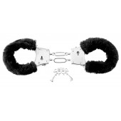 Меховые чёрные наручники Beginner s Furry Cuffs - Pipedream - купить с доставкой в Долгопрудном