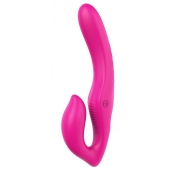 Ярко-розовый безремневой страпон REMOTE DOUBLE DIPPER - 22 см. - Dream Toys - купить с доставкой в Долгопрудном