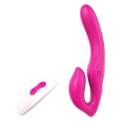 Ярко-розовый безремневой страпон REMOTE DOUBLE DIPPER - 22 см. - Dream Toys - купить с доставкой в Долгопрудном