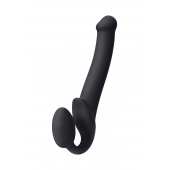 Черный безремневой страпон Silicone Bendable Strap-On M - Strap-on-me - купить с доставкой в Долгопрудном