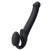 Черный безремневой страпон Silicone Bendable Strap-On M - Strap-on-me - купить с доставкой в Долгопрудном
