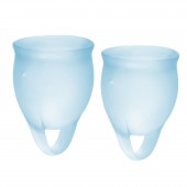 Набор голубых менструальных чаш Feel confident Menstrual Cup - Satisfyer - купить с доставкой в Долгопрудном