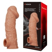 Телесная насадка на фаллос с отверстием для мошонки EXTREME SLEEVE - 17,6 см. - KOKOS - в Долгопрудном купить с доставкой
