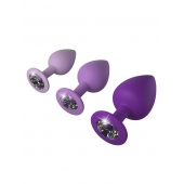 Набор из 3 фиолетовых анальных пробок со стразами Little Gems Trainer Set - Pipedream - купить с доставкой в Долгопрудном