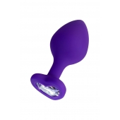 Фиолетовая анальная втулка Diamond Heart с прозрачным кристаллом - 8 см. - ToyFa - купить с доставкой в Долгопрудном