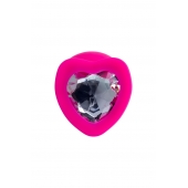 Розовая анальная втулка Diamond Heart с прозрачным кристаллом - 9,5 см. - ToyFa - купить с доставкой в Долгопрудном
