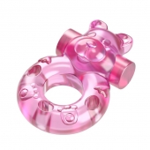 Розовое эрекционное виброкольцо на пенис Pink Bear - Baile - в Долгопрудном купить с доставкой