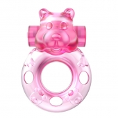Розовое эрекционное виброкольцо на пенис Pink Bear - Baile - в Долгопрудном купить с доставкой