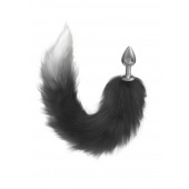 Серебристая анальная пробка с черным хвостом Galaxy - Lola Games - купить с доставкой в Долгопрудном