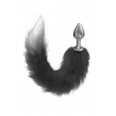 Серебристая анальная пробка с черным хвостом Starlit - Lola Games - купить с доставкой в Долгопрудном