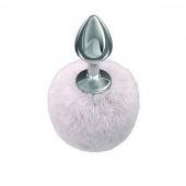 Серебристая анальная пробка с белым пушистым хвостиком Twinkle - Lola Games - купить с доставкой в Долгопрудном