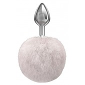 Серебристая анальная пробка с белым пушистым хвостиком Twinkle - Lola Games - купить с доставкой в Долгопрудном