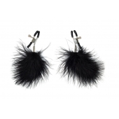 Зажимы на соски с черным пухом Euphoric - Lola Games - купить с доставкой в Долгопрудном