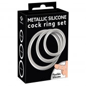Набор из 3 эрекционных колец под металл Metallic Silicone Cock Ring Set - Orion - в Долгопрудном купить с доставкой