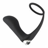 Черное эрекционное кольцо с анальной вибропробкой Vibrating Ring   Plug - Orion - в Долгопрудном купить с доставкой