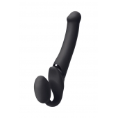 Черный безремневой вибрострапон Silicone Bendable Strap-On M - Strap-on-me - купить с доставкой в Долгопрудном