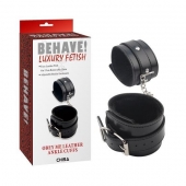 Черные оковы на ноги Obey Me Leather Ankle Cuffs - Chisa - купить с доставкой в Долгопрудном