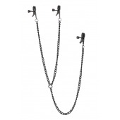 Черные зажимы на соски и клитор на цепочке DELUXE NIPPLE   CLIT CLAMPS - Dream Toys - купить с доставкой в Долгопрудном