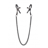 Черные зажимы на соски на цепочке BLAZE DELUXE NIPPLE CLAMPS - Dream Toys - купить с доставкой в Долгопрудном