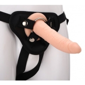Телесный страпон на черных трусиках STRAP ON REAL DILDO - 20 см. - Dream Toys - купить с доставкой в Долгопрудном