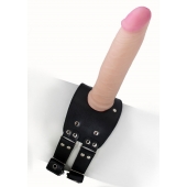 Черный узкий пояс на бедро с телесной насадкой - LOVETOY (А-Полимер) - купить с доставкой в Долгопрудном