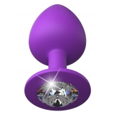 Фиолетовая анальная пробка со стразом Her Little Gem Large Plug - 9,5 см. - Pipedream - купить с доставкой в Долгопрудном