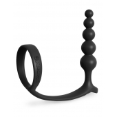 Черная анальная цепочка с эрекционным кольцом Ass-gasm Cockring Anal Beads - Pipedream - в Долгопрудном купить с доставкой