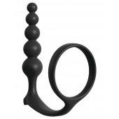 Черная анальная цепочка с эрекционным кольцом Ass-gasm Cockring Anal Beads - Pipedream - в Долгопрудном купить с доставкой