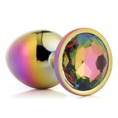 Голографическая анальная втулка с радужным кристаллом - 7,1 см. - Dream Toys - купить с доставкой в Долгопрудном