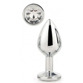 Серебристая анальная втулка с прозрачным кристаллом - 7,1 см. - Dream Toys - купить с доставкой в Долгопрудном
