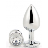 Серебристая анальная втулка с прозрачным кристаллом - 7,1 см. - Dream Toys - купить с доставкой в Долгопрудном